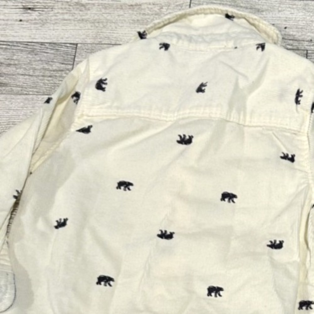 Baby Oshkosh B'Gosh Corduroy One Piece Boys 9 Months White Bear Print Shirt